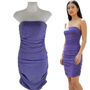 Halston Heritage Wool Strapless Bodycon Dress Purple Size 4